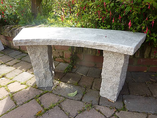 Curved Beige Granite Garden Bench
