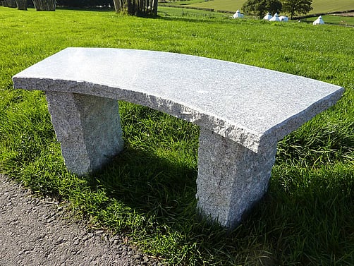 Curved Grey Granite Garden Bench