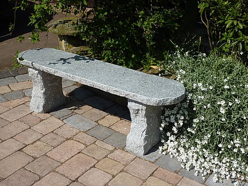 Rustic Grey Granite Garden Bench