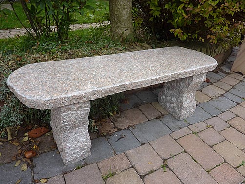 Rustic Pink Granite Garden Bench | Garden Ornamnents