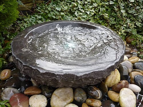 Small Babbling Bowl Black Limestone Water Feature