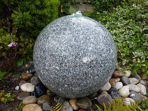 Grey Polished Granite Sphere Water Feature