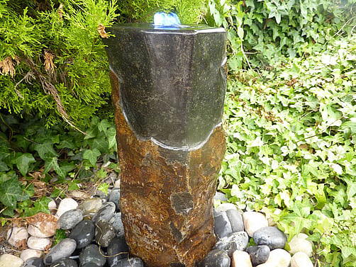 Small Polished Basalt Column Water Feature with Plinth