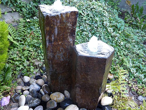 Set of Two Basalt Columns Water Feature