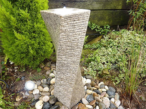 Twisted Column Beige Granite Water Feature