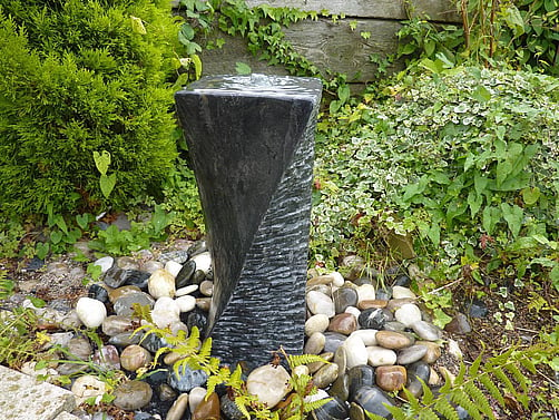 Twisted Column Black Limestone Water Feature