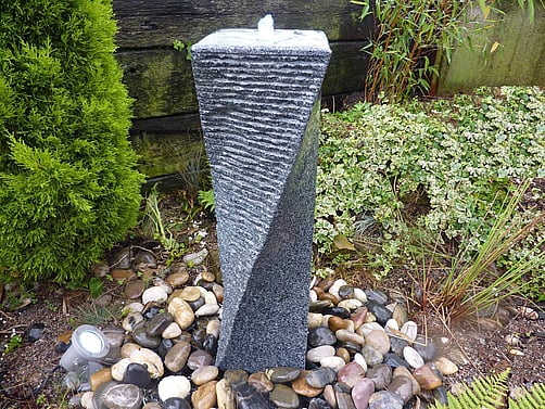 Twisted Column Grey Granite Water Feature