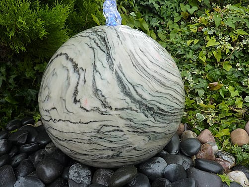 Wave Polished Granite Sphere Water Feature