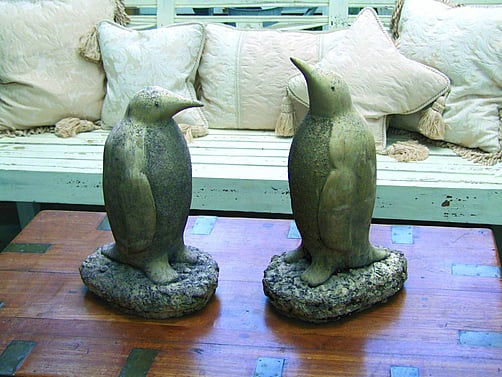 Pair of Stone Penguin Statues