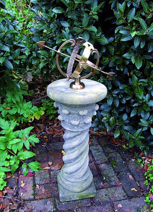 Medium Armillary on Roman Stone Garden Pedestal