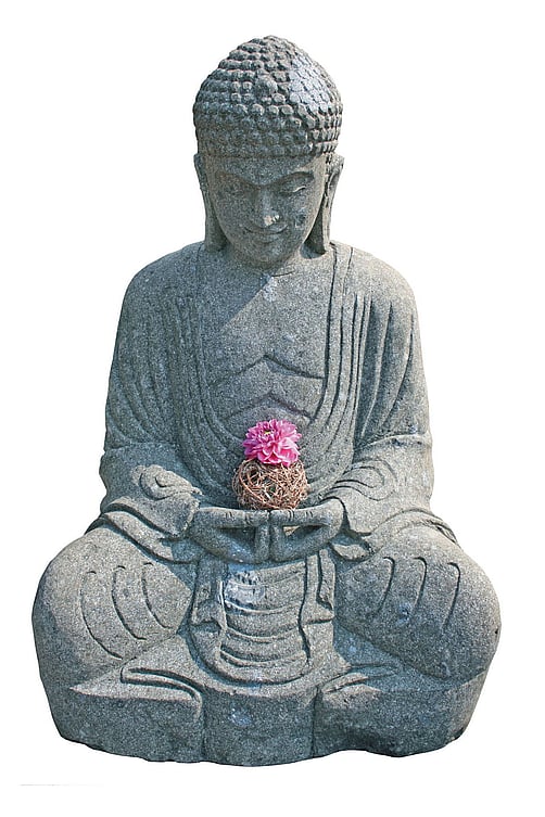 Medium Seated Japanese Buddha Stone Ornament