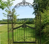 Rusty Green Vintage Metal Garden Arch with Gates