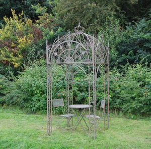 Blue Antiqued Metal Garden Pavillion