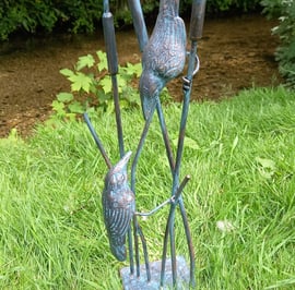 Birds on Reeds Bronzed Garden Ornament