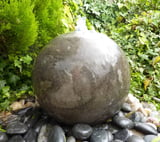 Black Polished Limestone Sphere Water Feature