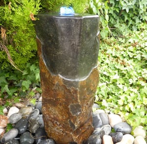 Large Polished Basalt Column Water Feature with Plinth