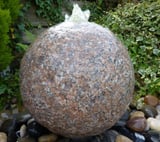 Pink Flame Granite Sphere Water Feature
