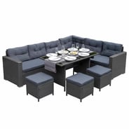 Radiant 9 Seat Rattan Corner Suite Grey