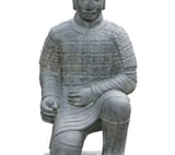 Kneeling Chinese Warrior Stone Ornament