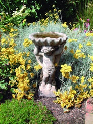 Angel With Shell Stone Birdbath