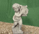 Lyre Player Cherub Stone Statue