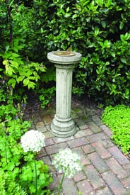 Aged Brass Sundial on Brighton Stone Garden Pedestal