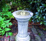 Brass Sundial on Classical Stone Garden Pedestal