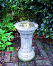 Brass Sundial on Classical Stone Garden Pedestal