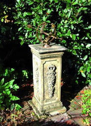 Medium Armillary on Floral Stone Garden Pedestal