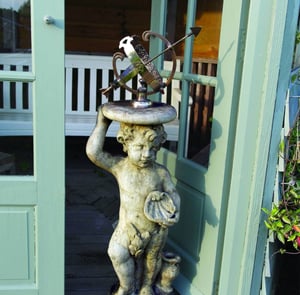 Medium Armillary on Stone Cherub Garden Pedestal