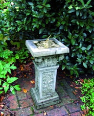 Brass Sundial on Rococo Stone Garden Pedestal