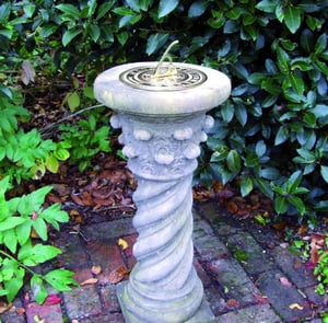 Brass Sundial on Roman Stone Garden Pedestal