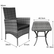 Radiant 3 Piece Rattan Bistro Set Grey Dimensions