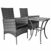 Radiant 3 Piece Rattan Bistro Set Grey