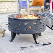Diamond Steel Firepitw ith Grill Cover