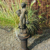 Country Girl Garden Statue in Umber