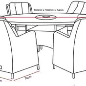 Lichfield Rapello 6 Seat Oval Dining Set Set Dimensions