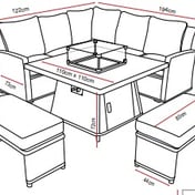 Lichfield Campania Casual Sofa Set with FIrepit Dimensions