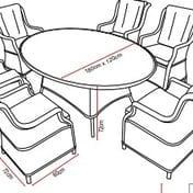 Lichfield Campania 6 Seat Oval Dining Set with Firepit Dimensions