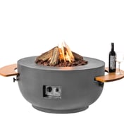 Happy Cocooning 91cm Grey Gas Fire Bowl with Optional Shelf