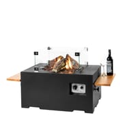 Happy Cocooning Rectangular Black Gas Fire Bowl with Optional Shelf