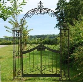 Rusty Green Vintage Metal Garden Arch with Gates