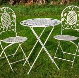 Yoxford Metal Garden Bistro Set Cream