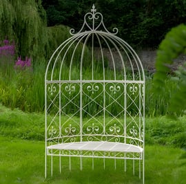 Cinderford Cream Metal Garden Arbour with Seat
