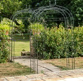 Parisienne Metal Garden Tunnel in Lead Grey