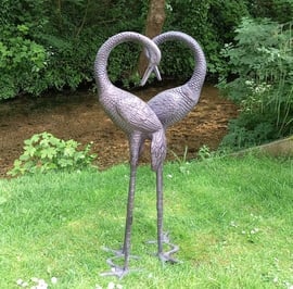 Love Cranes Bronzed Garden Ornaments Large