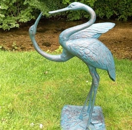 Love Cranes Bronzed Garden Ornaments Medium