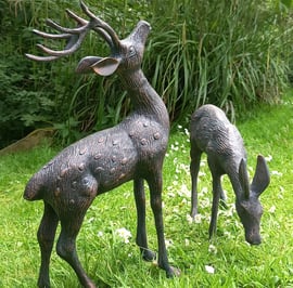 Stag and Doe Garden Sculptures Small