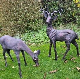Stag and Doe Garden Sculptures Large