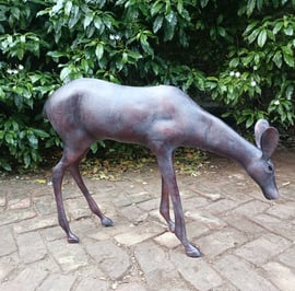 Grazing Doe Garden Sculpture Ornament Large